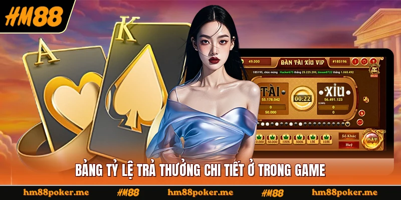 Bảng tỷ lệ trả thưởng chi tiết ở trong game